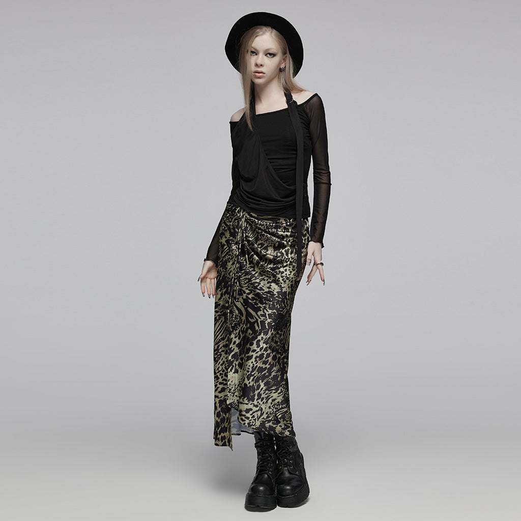 OPT-883TCF Gothic Mesh Long Sleeve Halter Top Punk Shirts
