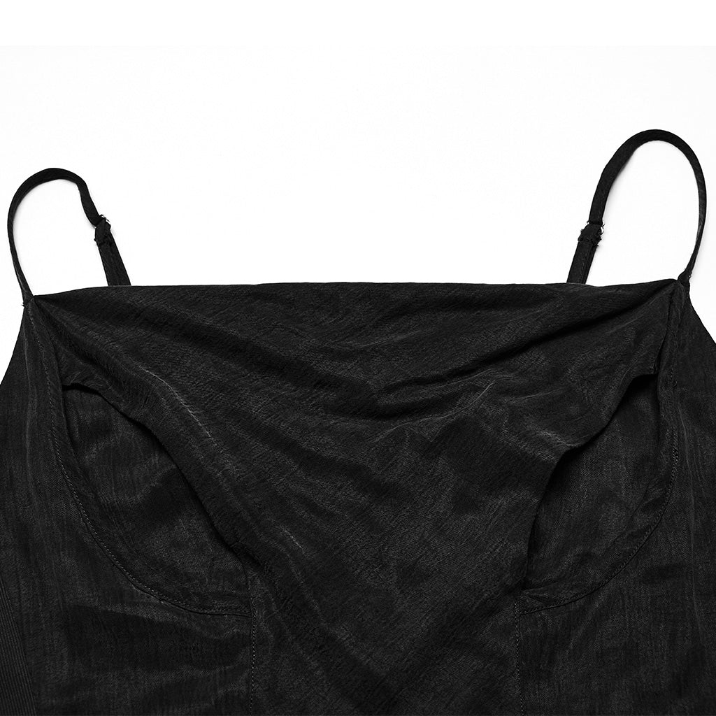 OPT-884DDF Gothic Black Mesh Drape Punk Vest Corset Style?-??Punk Rave Clothing