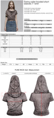 OPT-890TDF Edgy Hooded Punk T-Shirts Distressed Grey Wrap Design