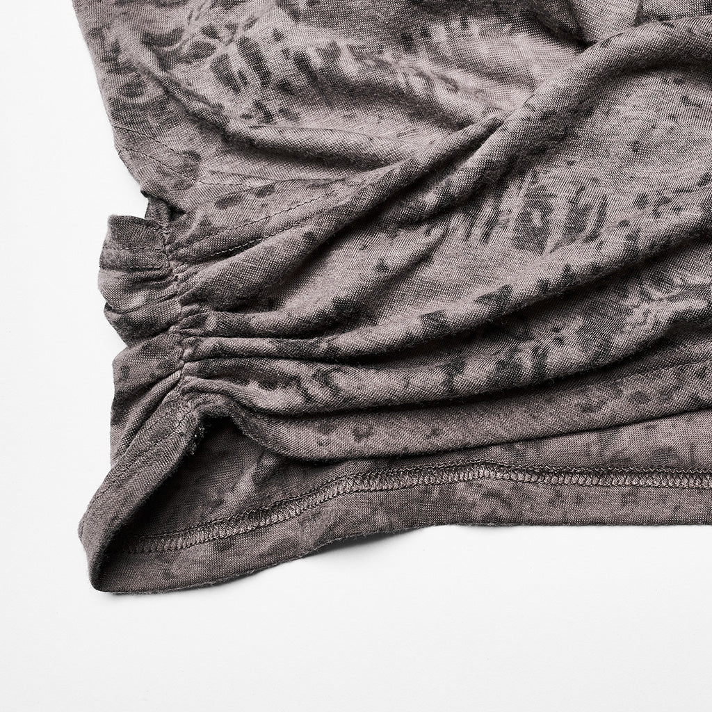 OPT-890TDF Edgy Hooded Punk T-Shirts Distressed Grey Wrap Design
