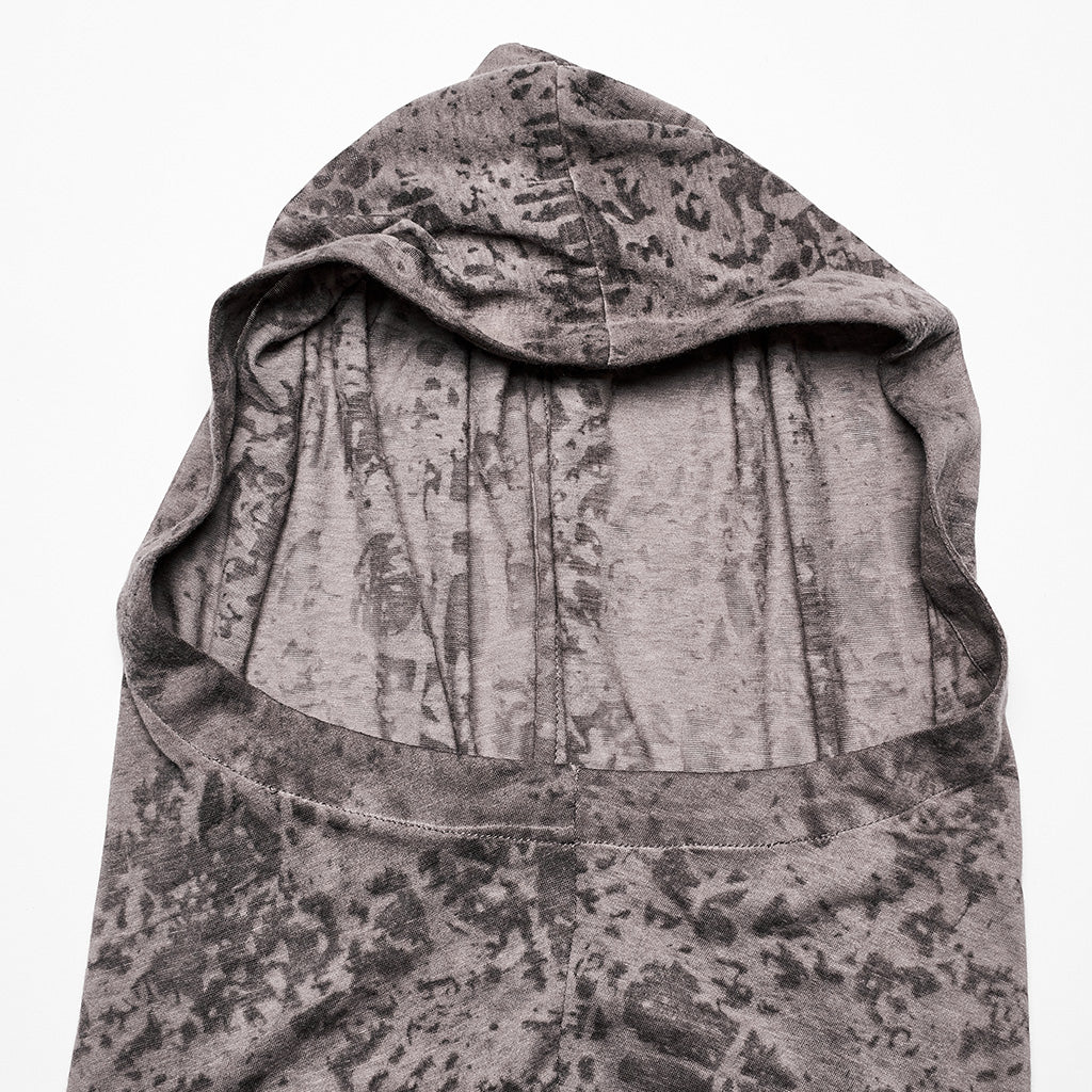 OPT-890TDF Edgy Hooded Punk T-Shirts Distressed Grey Wrap Design