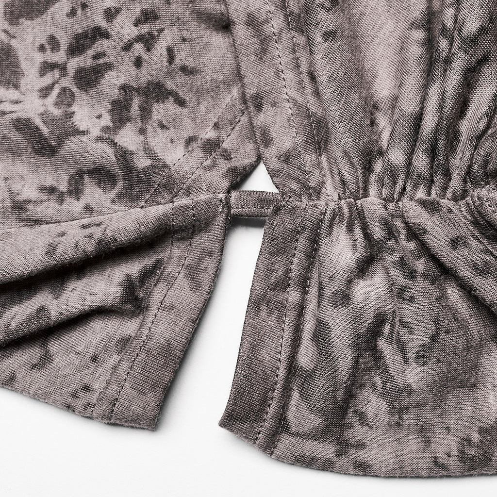 OPT-890TDF Edgy Hooded Punk T-Shirts Distressed Grey Wrap Design