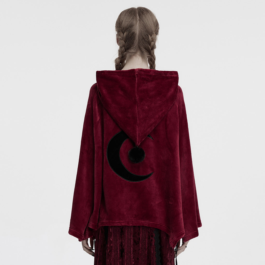 OPY-341DPF Dark Velvet Embroidered Cloak Jacket With Moon Design