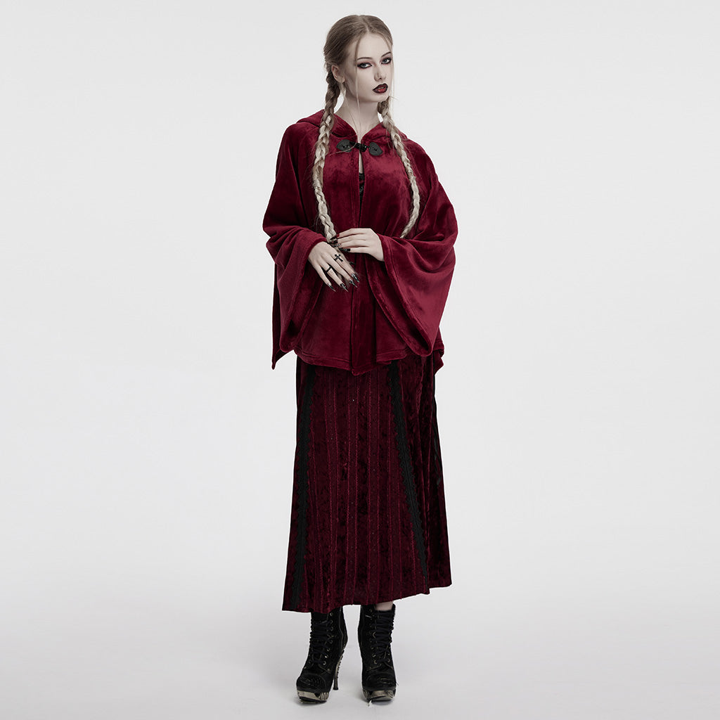 OPY-341DPF Dark Velvet Embroidered Cloak Jacket With Moon Design
