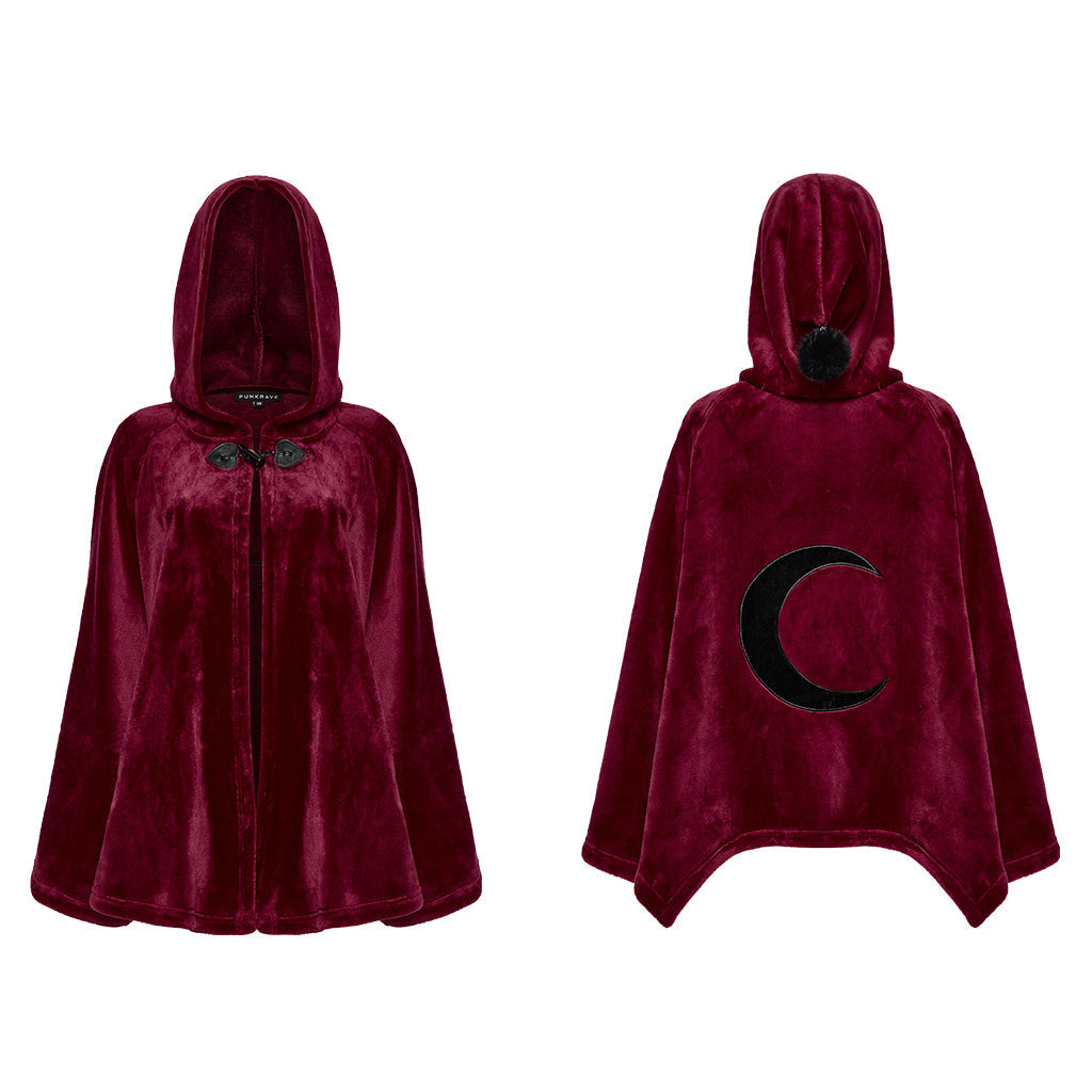 OPY-341DPF Dark Velvet Embroidered Cloak Jacket With Moon Design