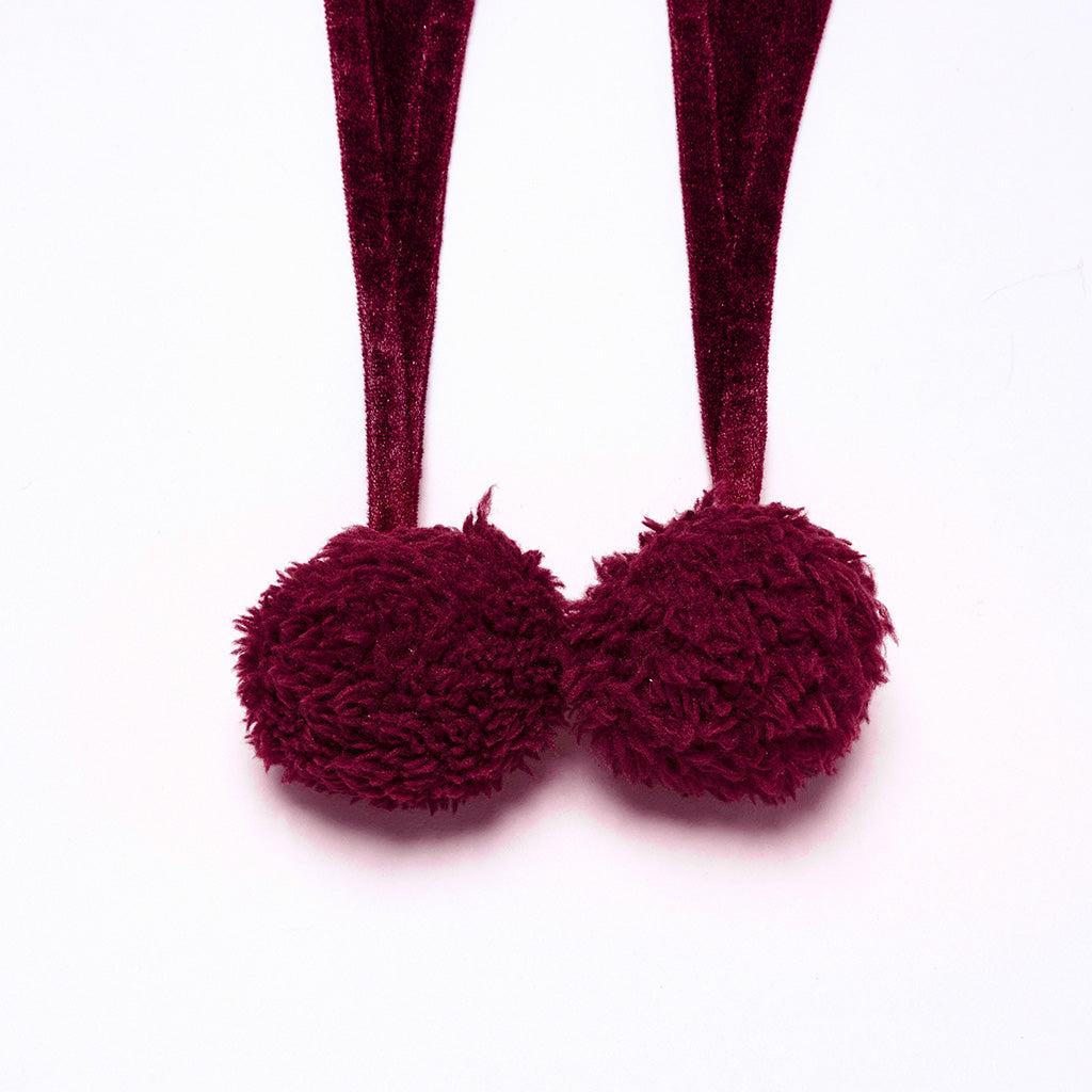 OPY-444DQF Velvet Gothic Hooded Coat with Pom Poms Draped Design
