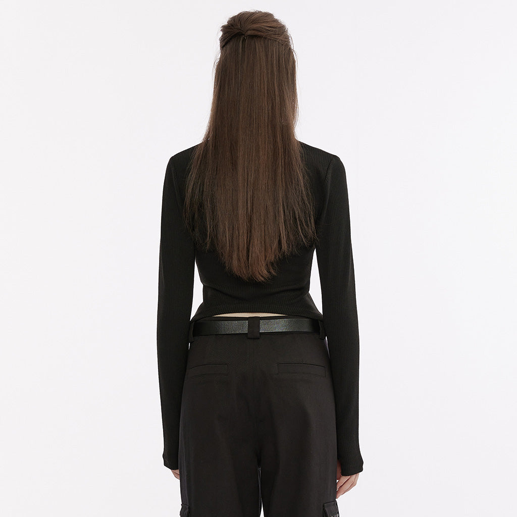 OPY-689XCF Punk Jackets: Slim-Fit Black Gothic Zip-Up Top