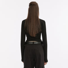 OPY-689XCF Punk Jackets: Slim-Fit Black Gothic Zip-Up Top