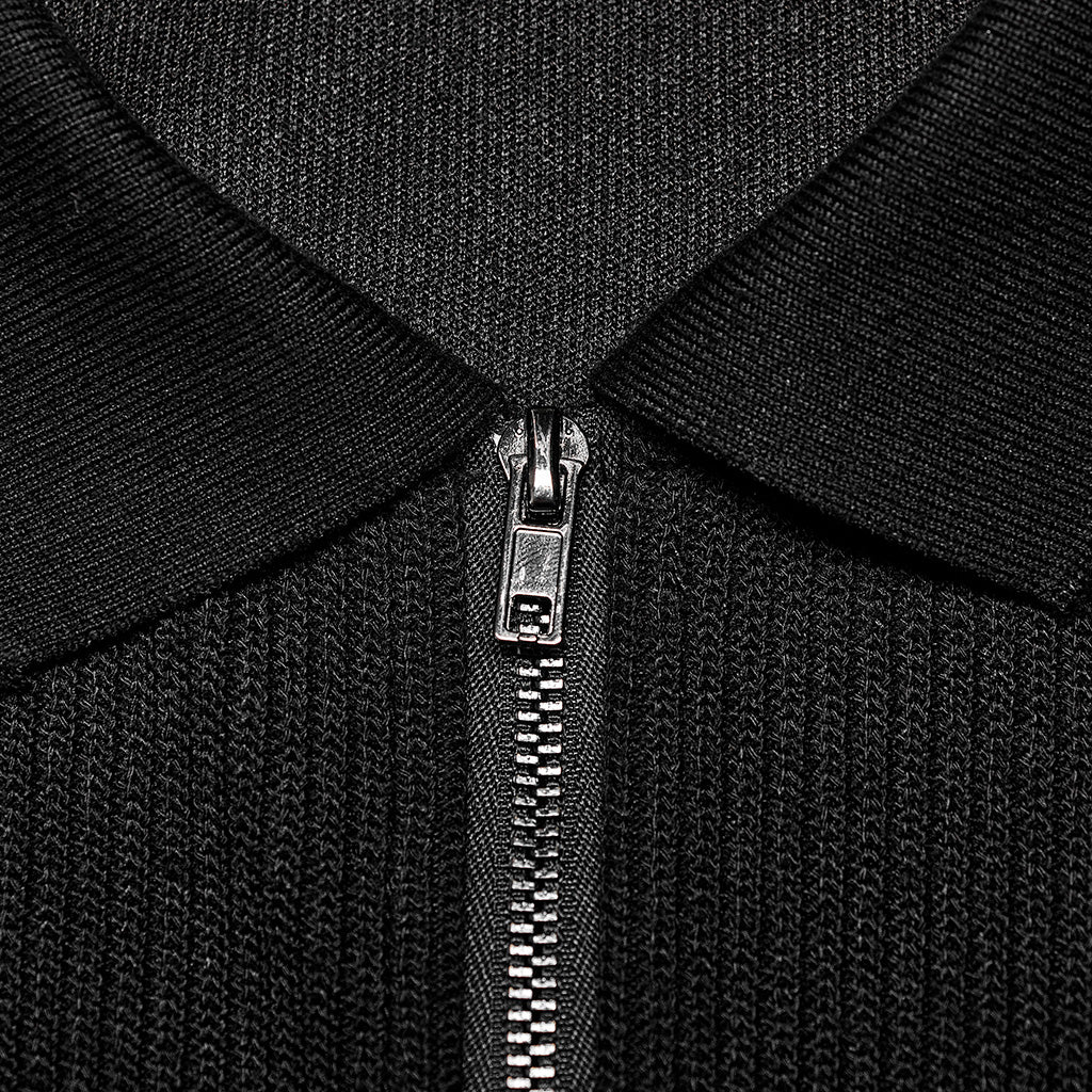 OPY-689XCF Punk Jackets: Slim-Fit Black Gothic Zip-Up Top
