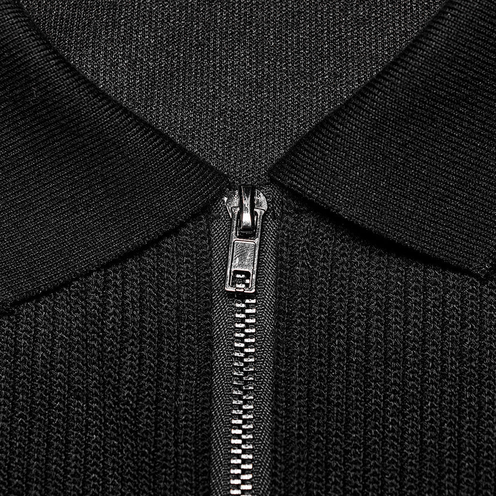 OPY-689XCF Punk Jackets: Slim-Fit Black Gothic Zip-Up Top