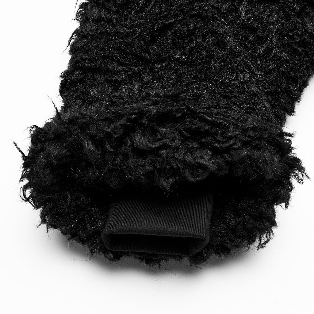 OPY-708XCF Punk Coat Oversized Furry Black Jacket High Collar Zippered Style