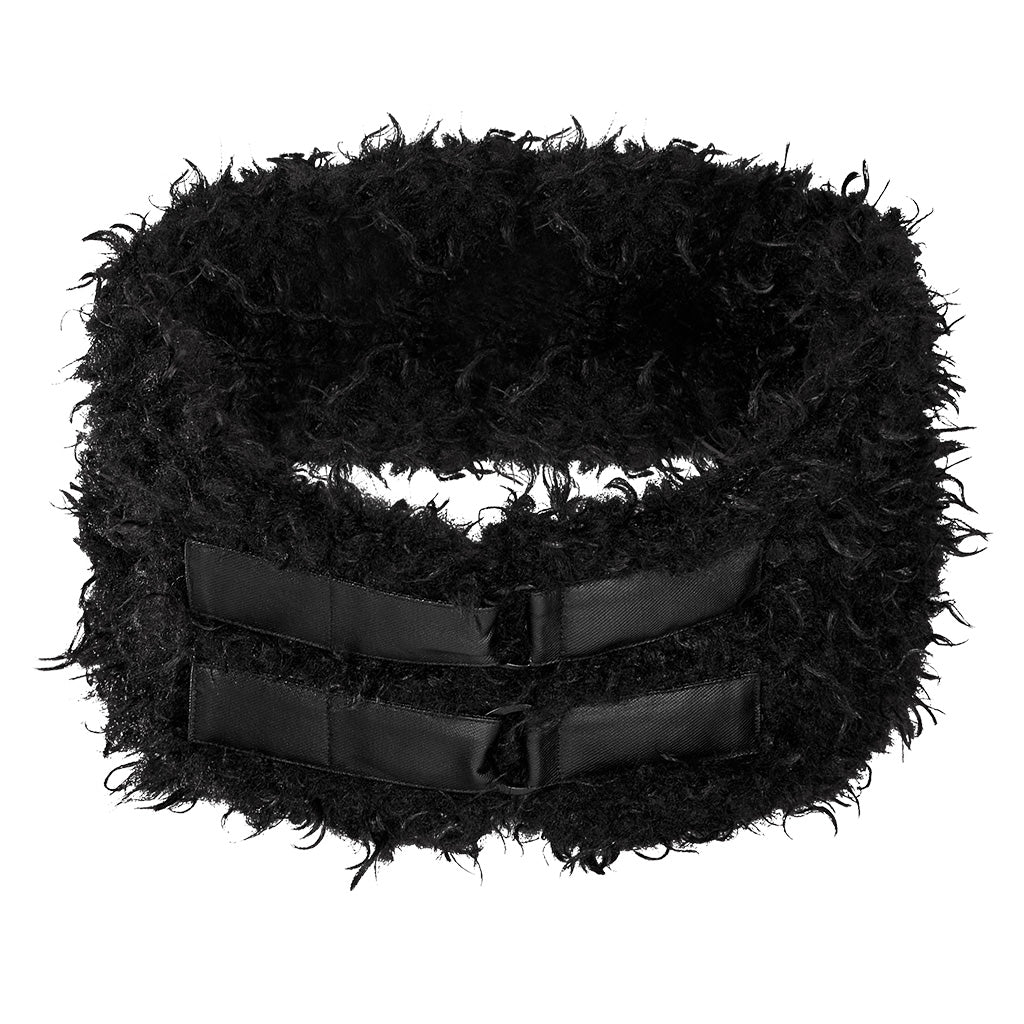 OPY-708XCF Punk Coat Oversized Furry Black Jacket High Collar Zippered Style