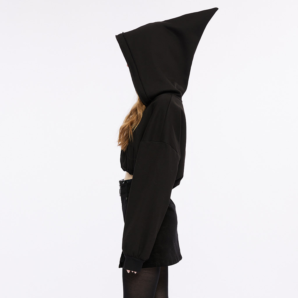 OPY-709XDF Punk Sweater Gothic Hooded Crop Top Casual Streetwear