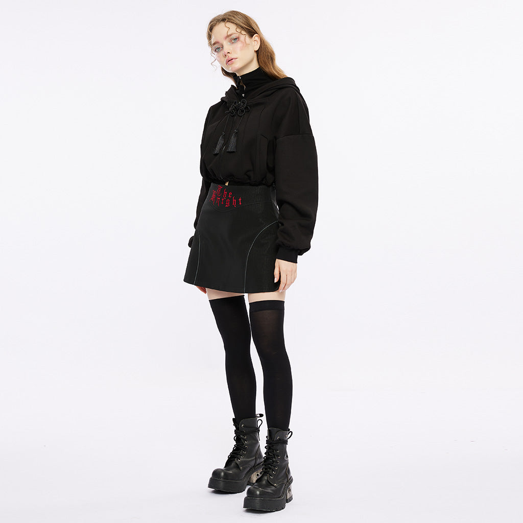 OPY-709XDF Punk Sweater Gothic Hooded Crop Top Casual Streetwear