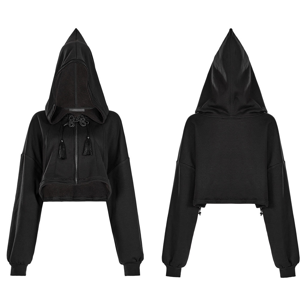 OPY-709XDF Punk Sweater Gothic Hooded Crop Top Casual Streetwear