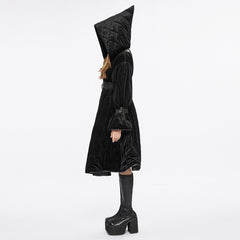 OPY-714XCF Reversible Hooded Gothic Coat Double-Sided Velvet Belted Design