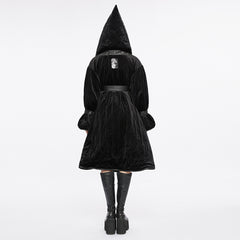 OPY-714XCF Reversible Hooded Gothic Coat Double-Sided Velvet Belted Design