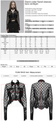 OPY-751XDF Gothic Lace Punk Jackets Black Mesh Embroidered Cropped Design Gothic Lace Mesh Punk Jackets with Leather Trim Details Edgy Lace Gothic Jacket with Mesh and Leather Details