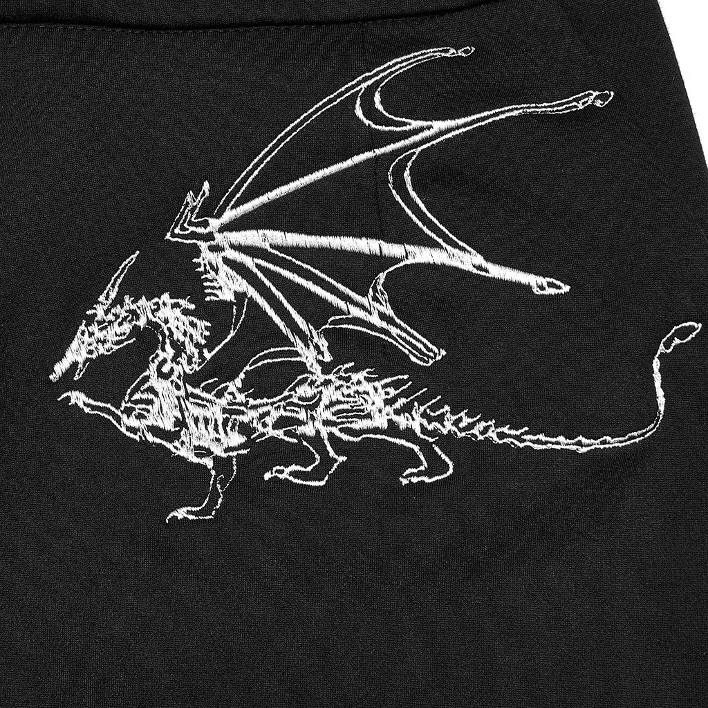 OQ-011BQF Dragon Embroidered Asymmetrical Punk Skirt with Side Slit