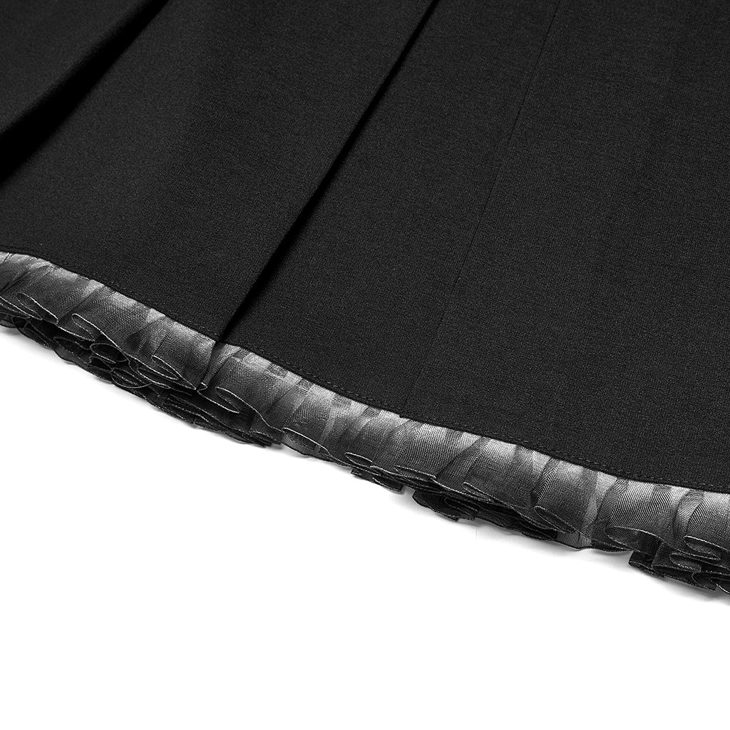 OQ-016BQF Punk Skirt Pleated Mini Edgy Chain Detail Hemline