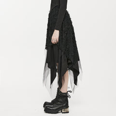 OQ-020BQF Gothic Skirt Asymmetrical Lace Layered Tattered Hem Fashion Statement