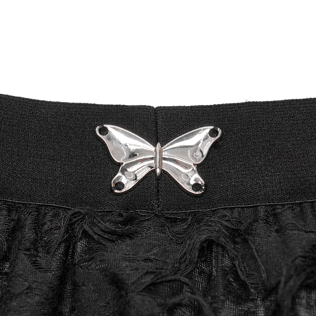 OQ-020BQF Gothic Skirt Asymmetrical Lace Layered Tattered Hem Fashion Statement