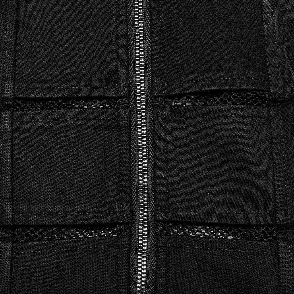 OQ-676DQF Edgy Punk Skirt with Zipper and Mesh Details