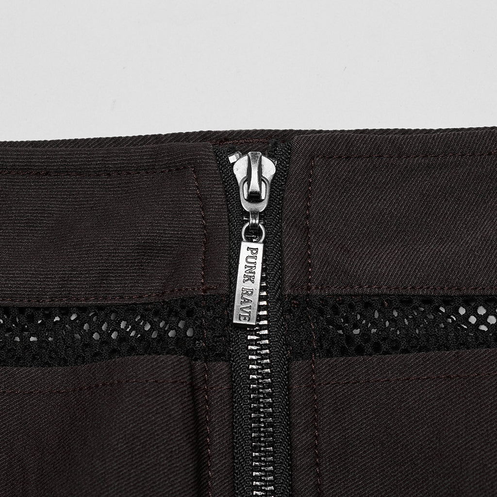 OQ-676DQF Edgy Punk Skirt with Zipper and Mesh Details