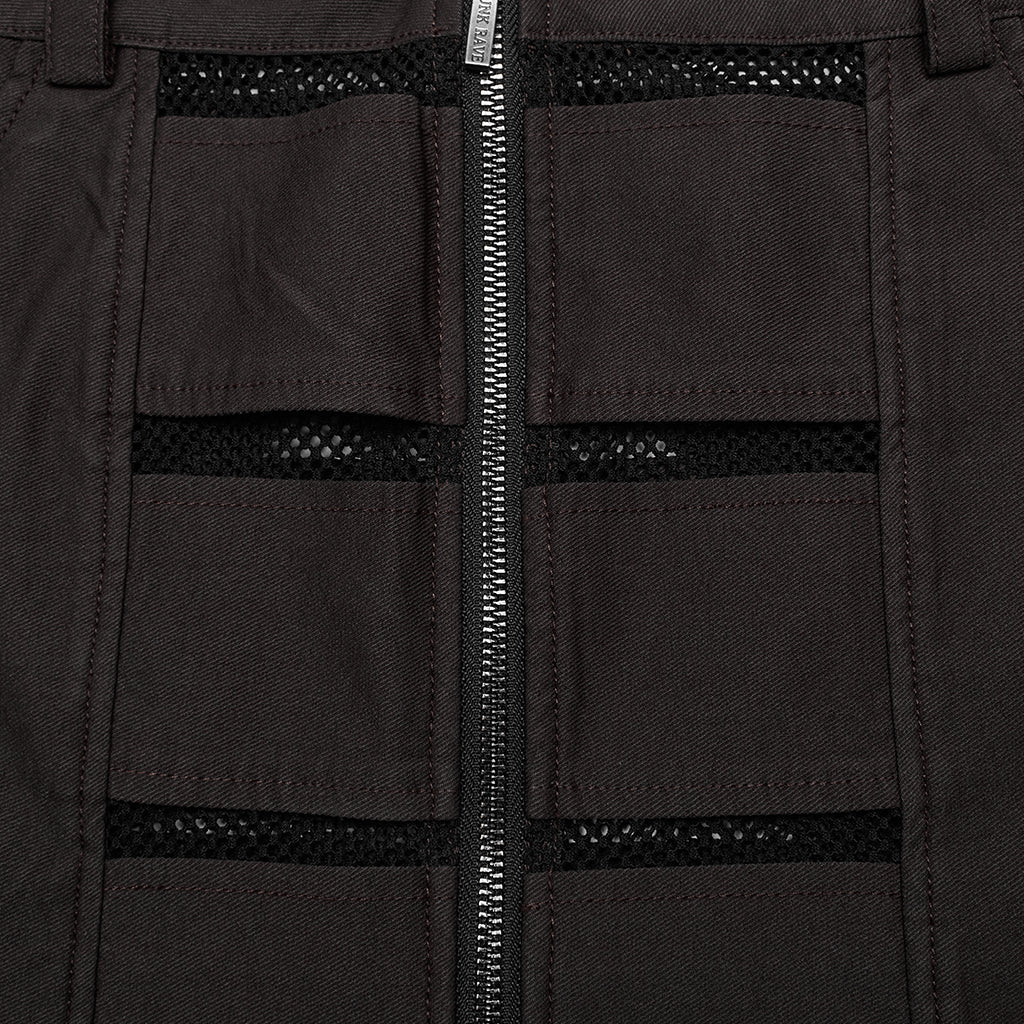OQ-676DQF Edgy Punk Skirt with Zipper and Mesh Details