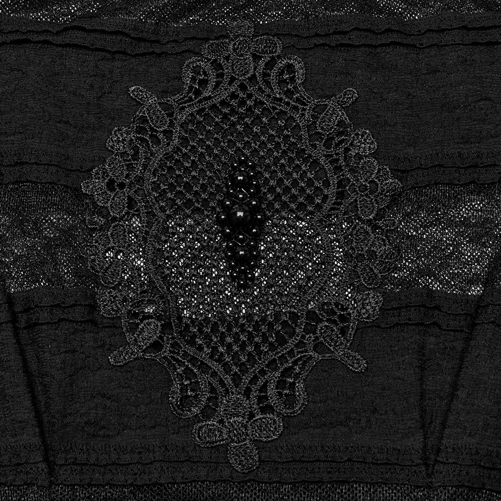 OQ-708LQF Gothic Dress Off Shoulder Lace Mesh Long Flare Hem Gown
