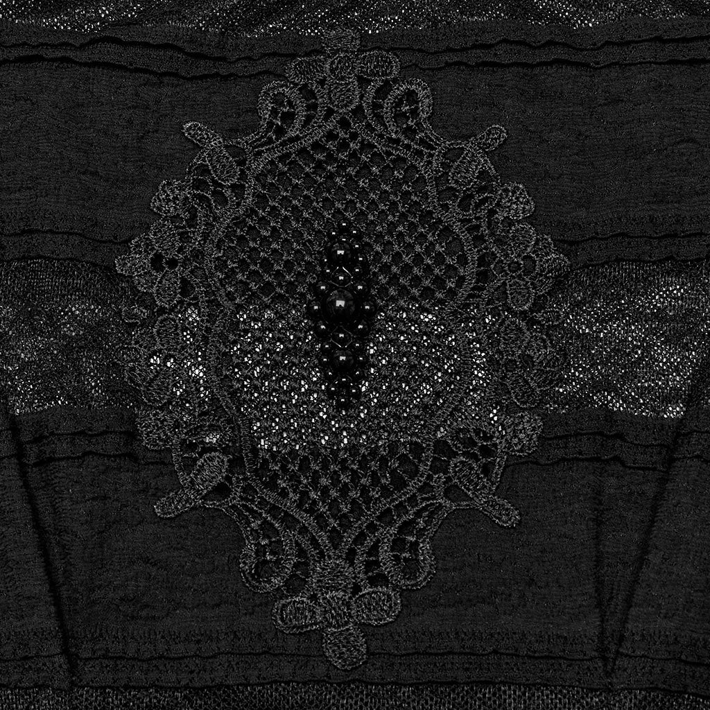 OQ-708LQF Gothic Dress Off Shoulder Lace Mesh Long Flare Hem Gown