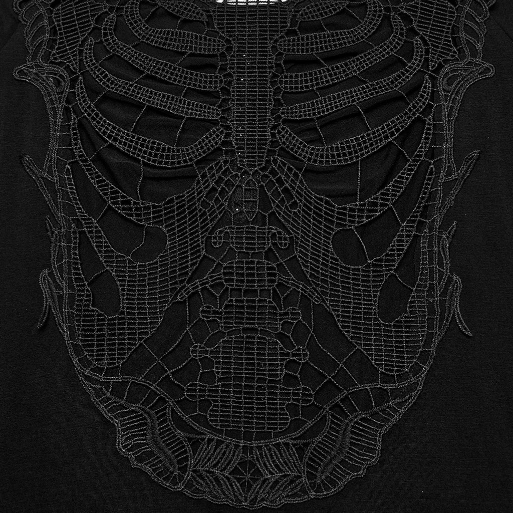 OQ-715LQF Punk Dresses Off-Shoulder Skeleton Lace Back Mini Dress
