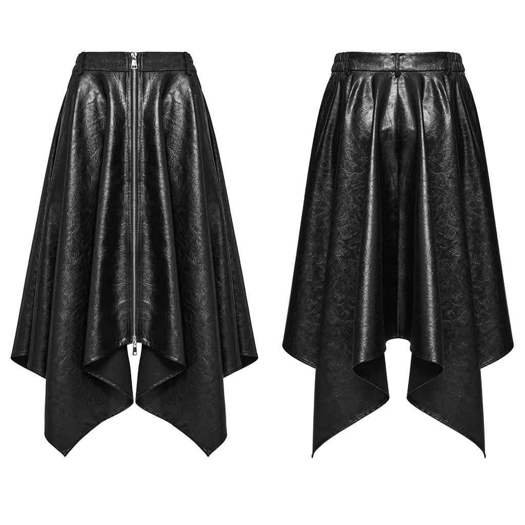 OQ-785BQF Gothic Plaid Asymmetrical Punk Skirt with Zipper Detail