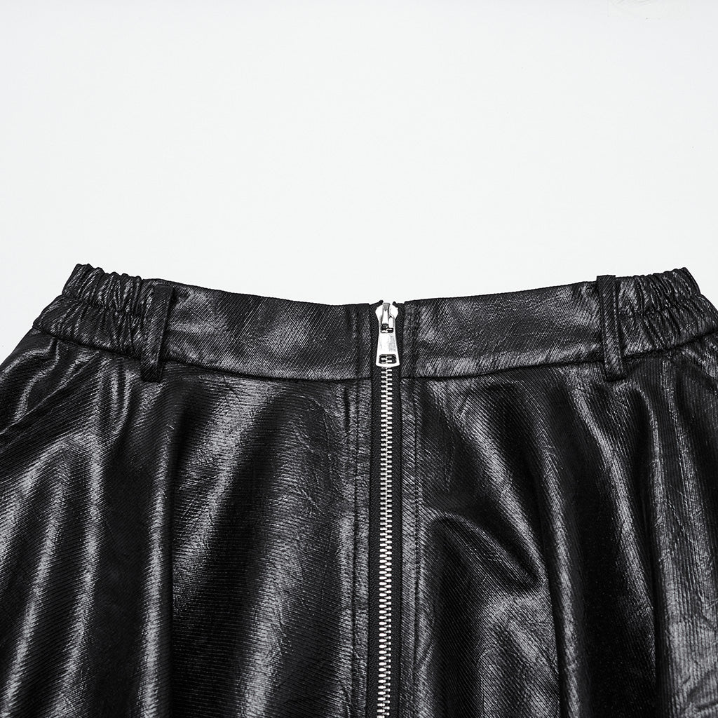 OQ-785BQF Gothic Plaid Asymmetrical Punk Skirt with Zipper Detail
