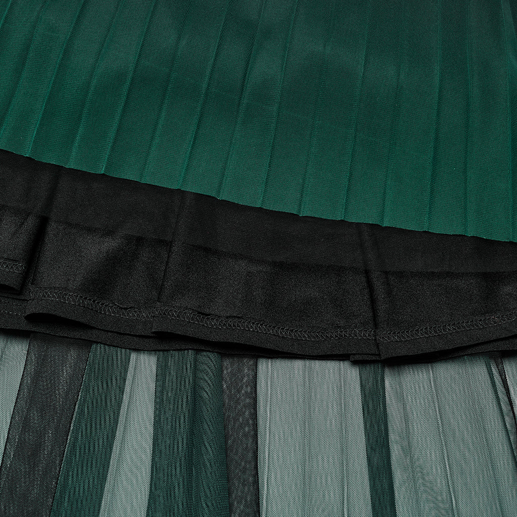 OQ-793BQF Elegant Gothic Skirt with Gradient Sheer Mesh Overlay
