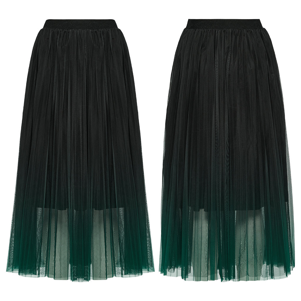 OQ-793BQF Elegant Gothic Skirt with Gradient Sheer Mesh Overlay