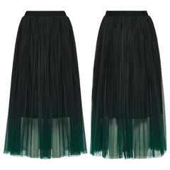 OQ-793BQF Elegant Gothic Skirt with Gradient Sheer Mesh Overlay