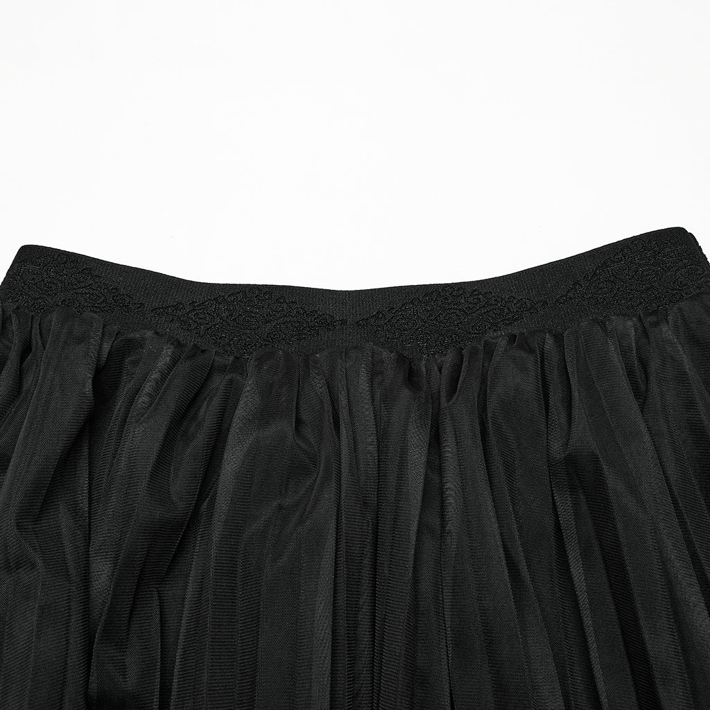 OQ-793BQF Elegant Gothic Skirt with Gradient Sheer Mesh Overlay