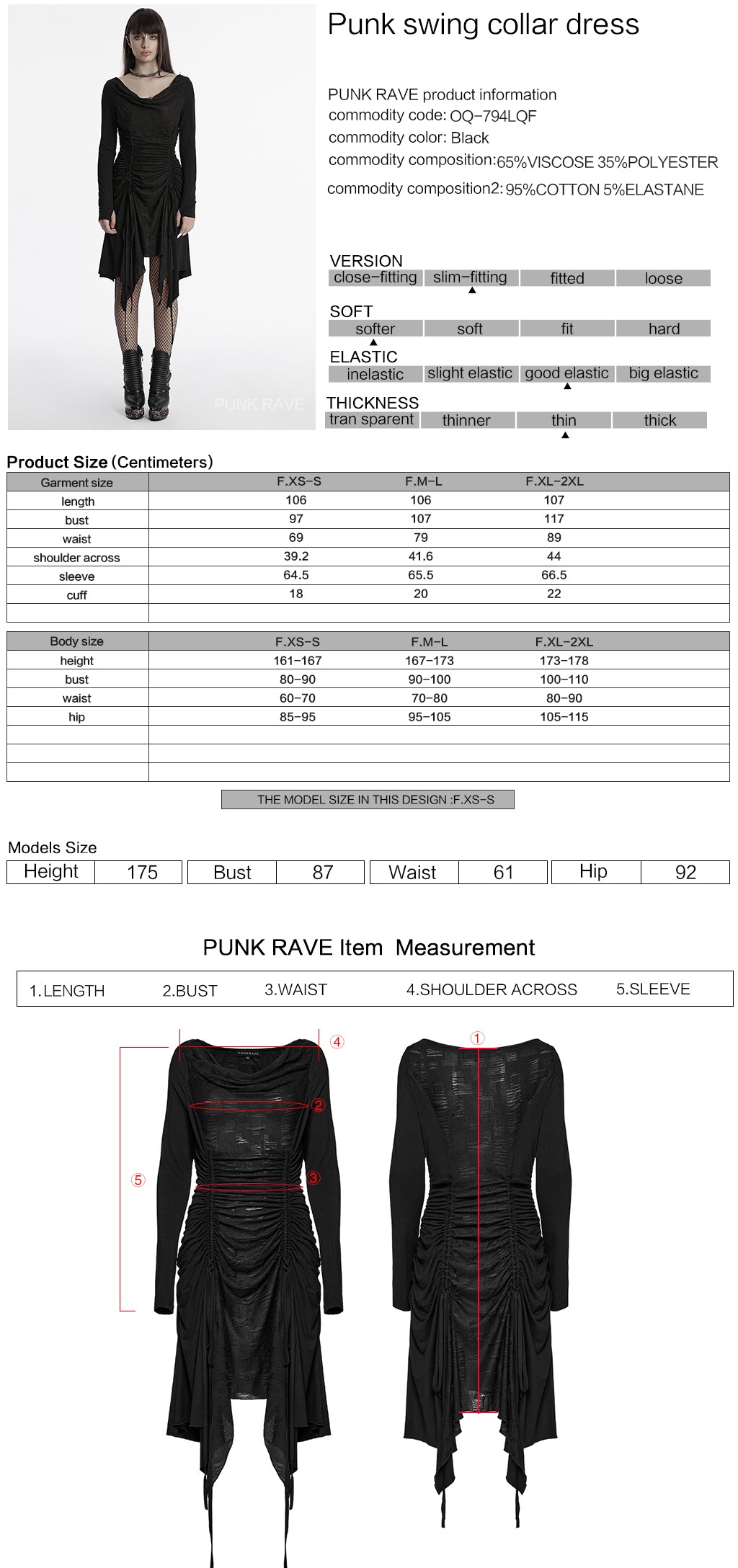 OQ-794LQF Gothic Grunge Ruffled Layered Punk Dresses for Women