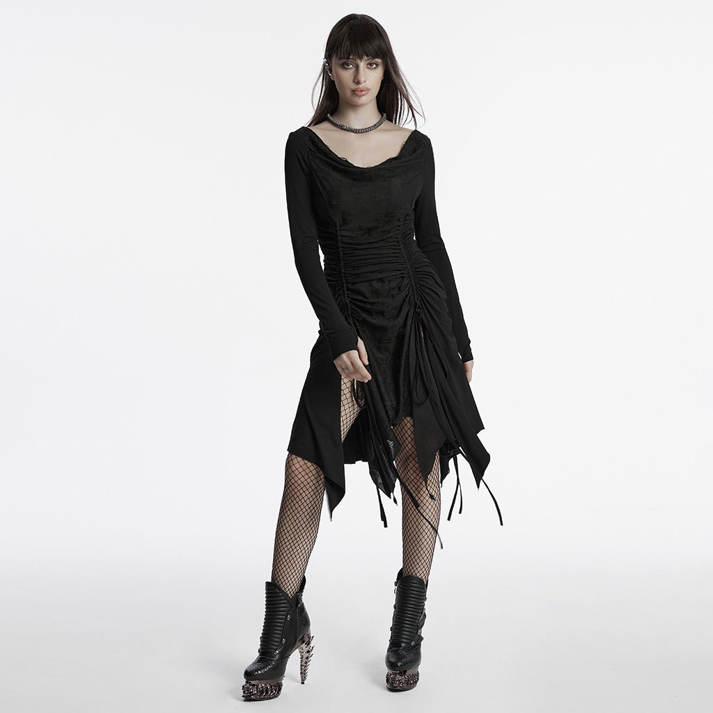 OQ-794LQF Gothic Grunge Ruffled Layered Punk Dresses for Women
