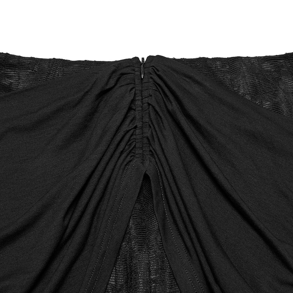 OQ-796BQF Gothic High-Low Asymmetrical Lace Punk Skirt with Ruched Detail