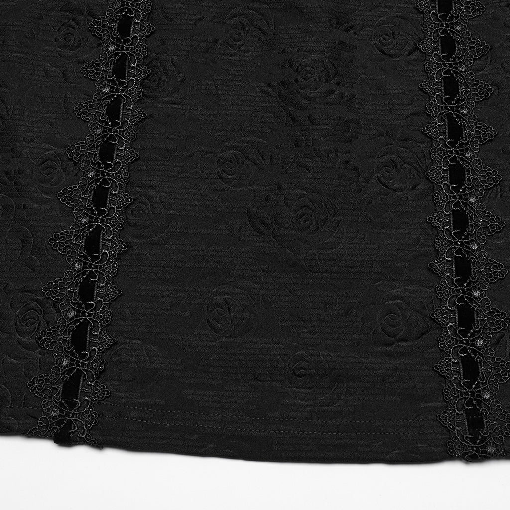 OQ-797LQF Elegant Sleeveless Gothic Dress with Embroidered Front Design