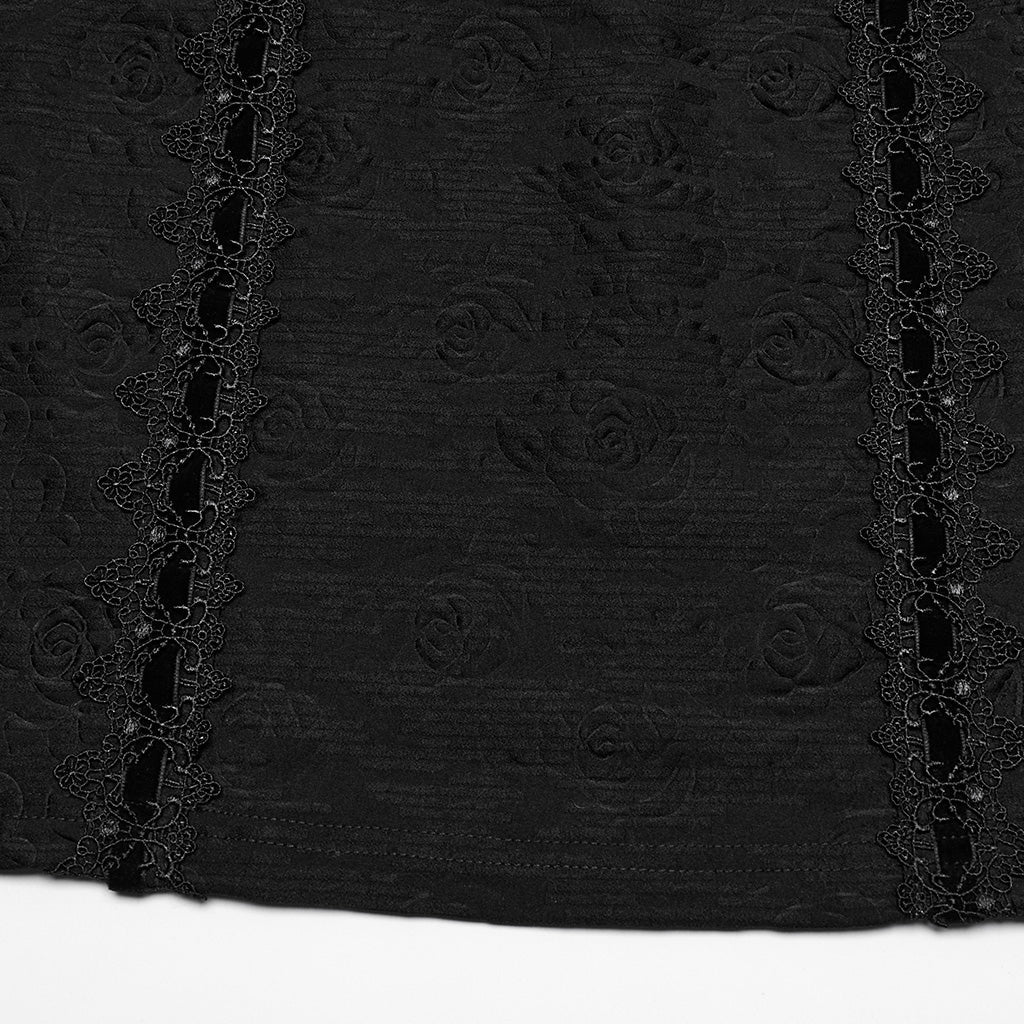 OQ-797LQF Elegant Sleeveless Gothic Dress with Embroidered Front Design