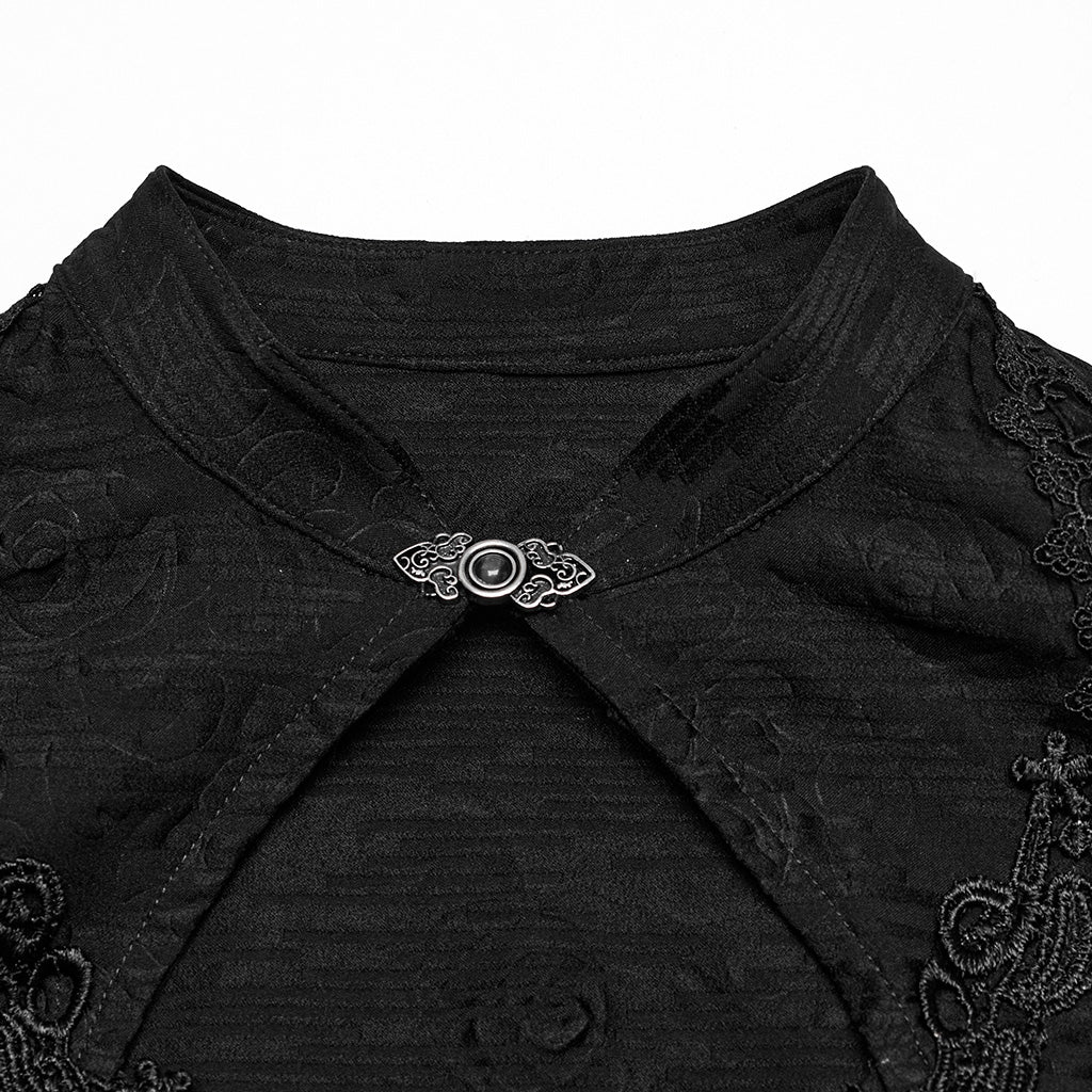 OQ-797LQF Elegant Sleeveless Gothic Dress with Embroidered Front Design