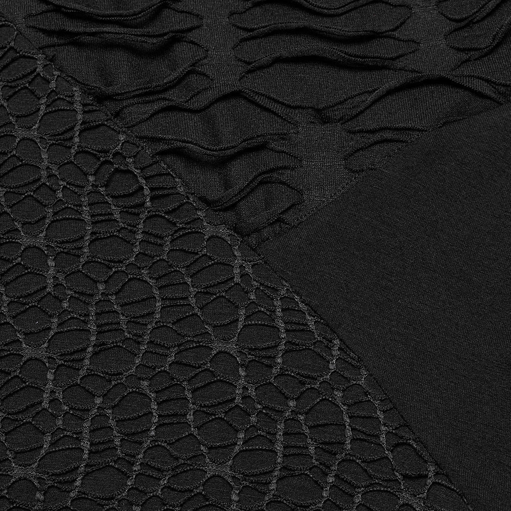 OQ-809LQF Gothic Dress Asymmetrical Layered Black Lace Hem Detailing