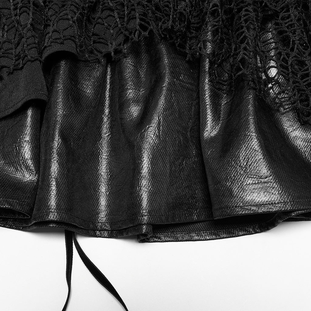 OQ-811BQF Gothic Lace Punk Skirt with Corset Lace-Up Design