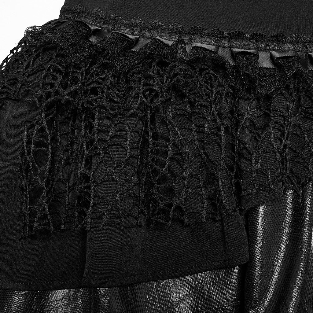 OQ-811BQF Gothic Lace Punk Skirt with Corset Lace-Up Design