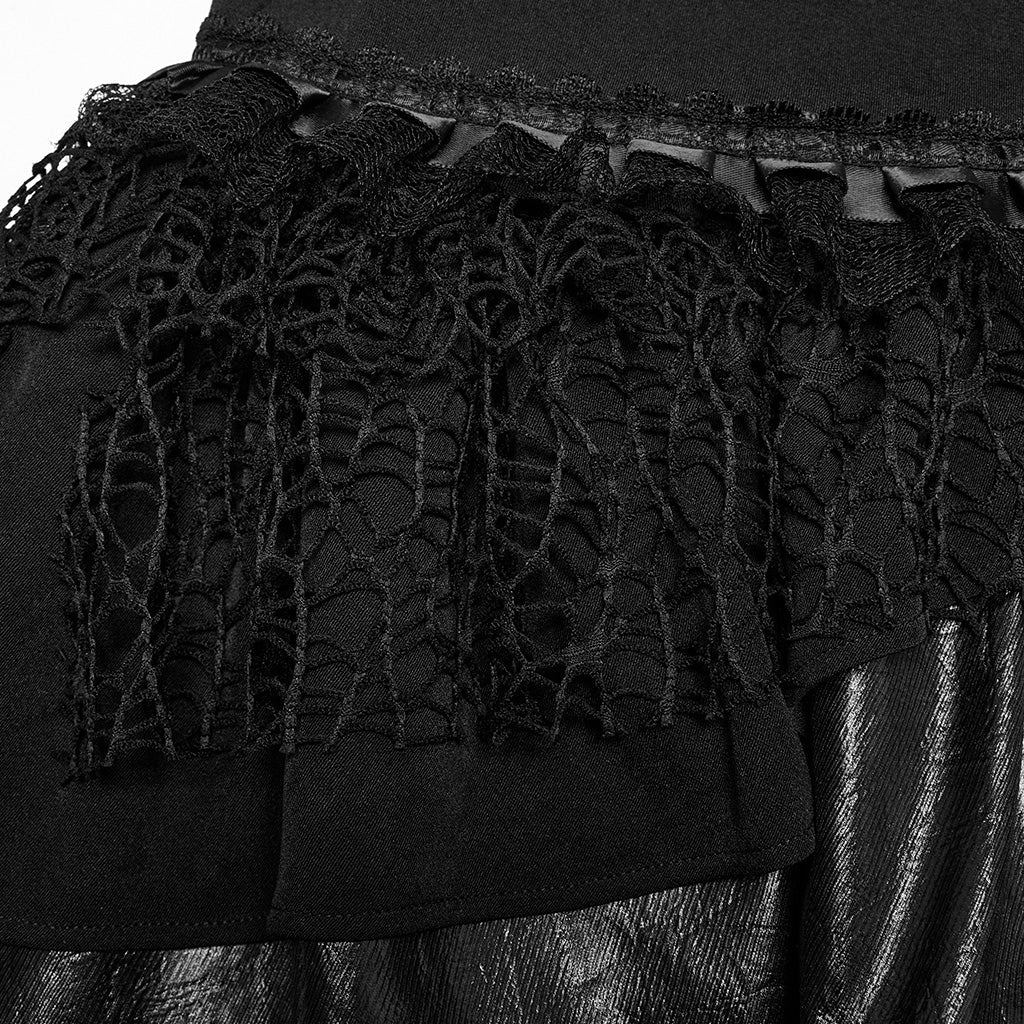 OQ-811BQF Gothic Lace Punk Skirt with Corset Lace-Up Design