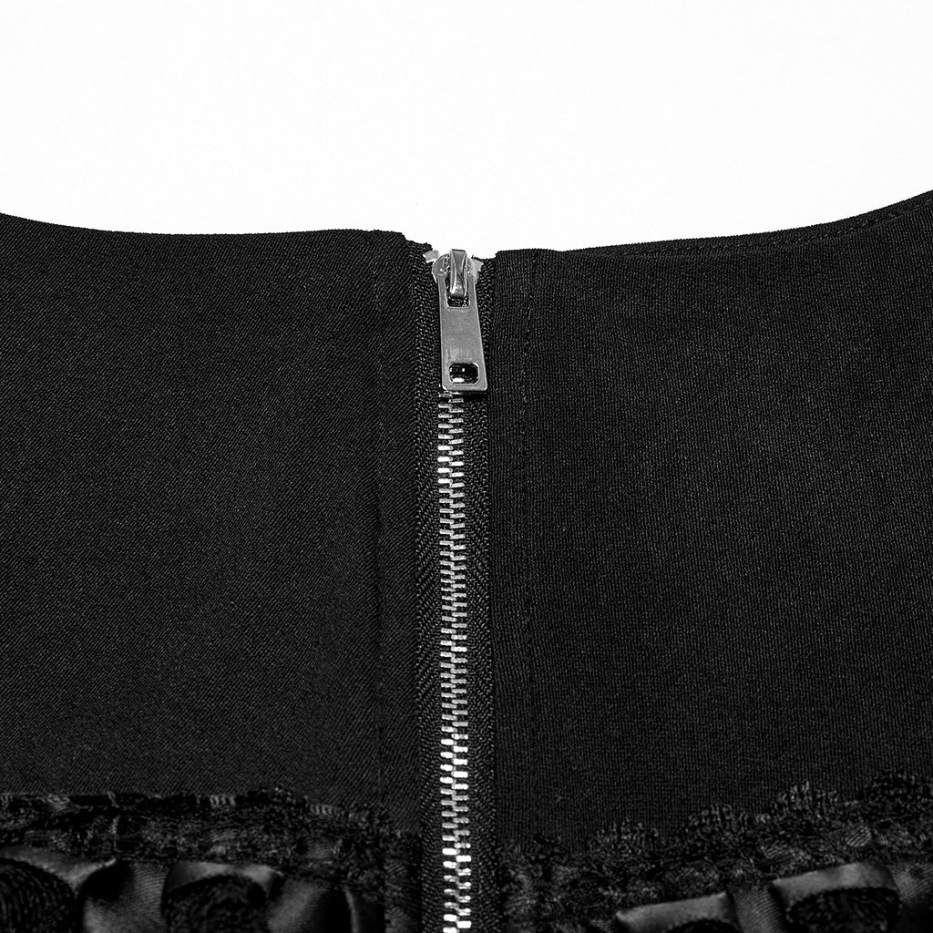OQ-811BQF Gothic Lace Punk Skirt with Corset Lace-Up Design