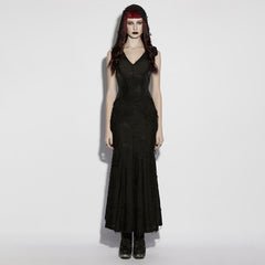 OQ-816LQF Gothic Dress Elegant Lace Embellished Hooded Maxi Gown